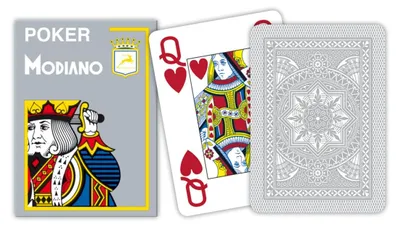 Image de Cartes à jouer Modiano 100% plastique Poker Cristallo 4 Index gris