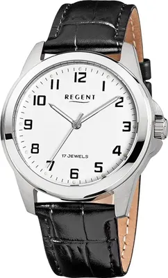 Produktbild von Regent Leder Herren Uhr Handaufzug Mechanisch schwarz Lederarmband D2URF1570