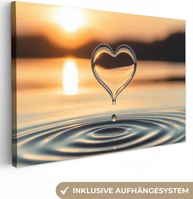 Produktbild von Leinwandbilder 120x80 cm - Herz Wasser, moderne Wandbilder für Wohnzimmer