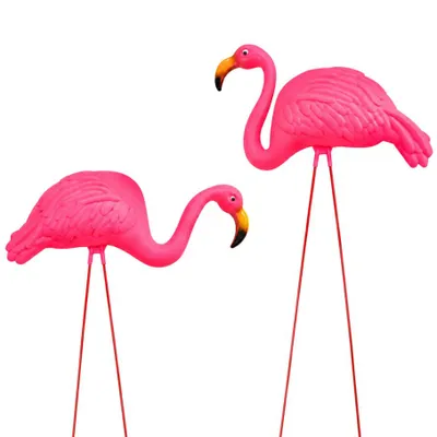 Flamingo Gartendekoration Set 2-teilig – Große Gartenfiguren in Pink – Dekoration für Garten & Außen