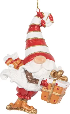 Image de Clayre & Eef Pendentif de Noël Nain 10 cm Rouge Plastique