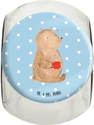 Produktbild von Mr. & Mrs. Panda Bonboniere Bär Kaffee XL 2000ml - Blau Pastell - Geschenk, Teddy, glasbehälter, Frischhaltedose, Coffee, Kaffeedose, Bären, Teedose, Guten Morgen
