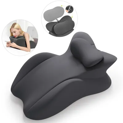 Obrázek produktu pro Multifunkční polštář na čtení do postele a na pohovku, ergonomický polštář z paměťové pěny na záda, krk a nohy, polštář na nohy s pratelným potahem pro sezení, spaní a čtení, tmavě šedý