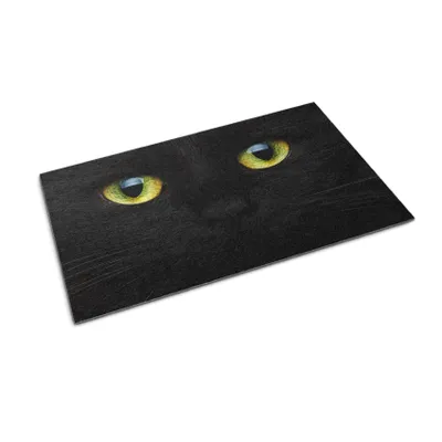 Obrázek produktu pro Rohožka před dveře - Podložka na zachytávání nečistot- Protiskluzová vnitřní venkovní rohožka - 60x40 cm - Černá kočka