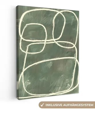 Produktbild von MuchoWow® - Leinwandbilder - Abstrakt - Grün - Kunst - Modern, Wandbild, Wanddeko Bilder Wohnzimmer, 90x120 cm