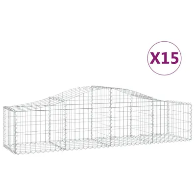 Produktbild von vidaXL Gabionen mit Hochbogen 15 Stk. 200x50x40/60 cm Verzinktes Eisen