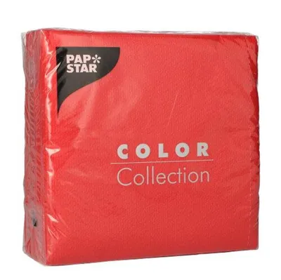 Produktbild von Papstar Servietten, 1-lagig 1/4-Falz 33 cm x 33 cm rot, 12 x 100 Stück