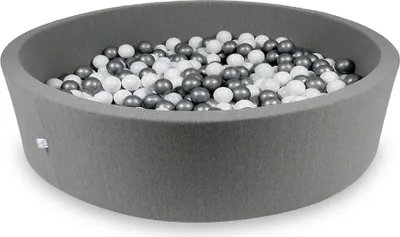 Produktbild von Trockenbecken 130x30cm grau mit 600 Bällen: weiß, silber