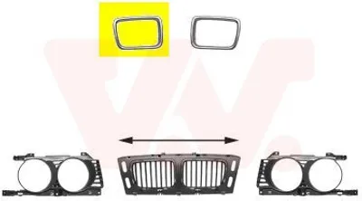 Produktbild von VAN WEZEL 0635516 Rahmen Kühlergrill Kühlergitter für BMW 5 Limousine (E34) Chrom