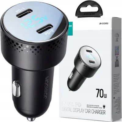 Obrázek produktu pro Joyroom Nabíječka do auta 2x Usb C 70W s LED displejem černá