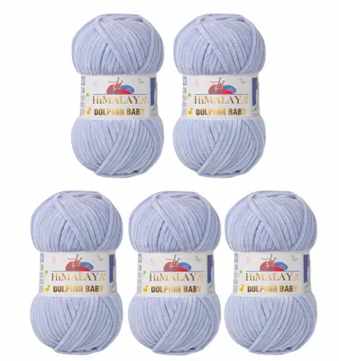 Produktbild von 5 x Himalaya Dolphin Baby Wolle Garn Baumwolle Strickwolle zum Stricken häkeln 80344 Graublau