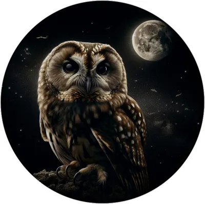 Produktbild von Eule bei Nacht Magnet rund
