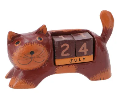 Produktbild von Holz Kalender - Katze Bordaux, Rot, 7*13*3 cm, Dekoration Fürs Kinderzimmer