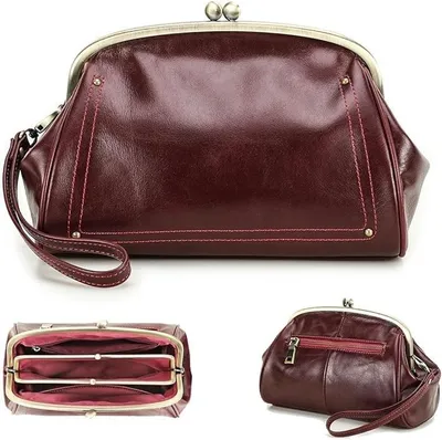 Image de Solidchoice - Pochette vintage en cuir avec fermoir à rabat et bandoulière, pour femmes