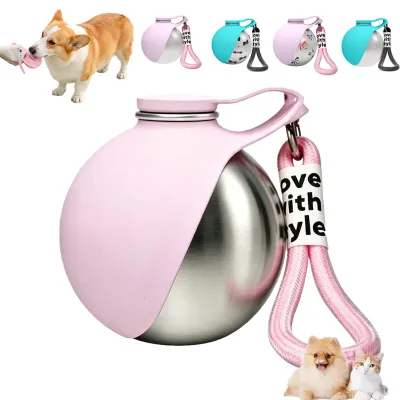 Produktbild von Trinkflasche für Hunde für unterwegs – Faltbare Silikon-Napf – 380 ml – Edelstahl – Leichtes Design