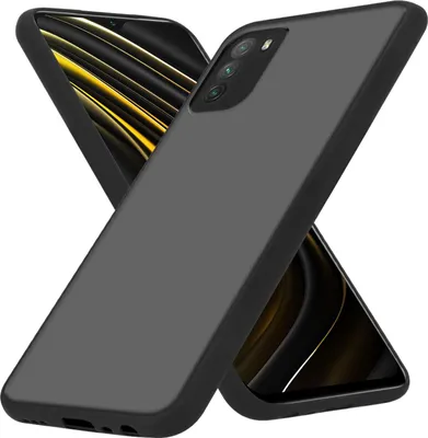 Produktbild von Cadorabo Hülle für Xiaomi POCO M3 in Matt Schwarz Hybrid Schutzhülle mit TPU Silikon Innenseite und matter Kunststoff Rückseite Case Cover Etui Handy Hülle