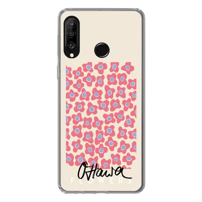 Produktbild von MuchoWow® Handyhülle Schutzhülle Hülle für Huawei P30 Lite Blume - Muster - Rosa Silikon Softcase Handy Hülle - Handyhülle