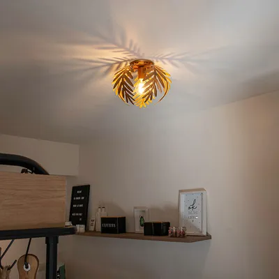 Produktbild von QAZQA - Retro Vintage Deckenleuchte I Deckenlampe I Lampe I Leuchte Gold I Messing 24 cm - Botanica I Wohnzimmer I Schlafzimmer - Stahl Rund I Organisch - LED geeignet E27