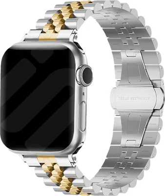 Produktbild von Strap-it Apple Watch Jubilee Stahlband (Silber/Gold)
