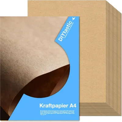 Image de 100x papier kraft brun 160 g/m² en papier naturel durable - adapté au bricolage & à l'imprimante - papier cartonné épais & papier d'argile