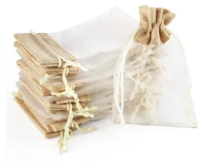 Produktbild von Geschenksäckchen, 30 STK Organzabeutel Organzasäckchen Spleißen Jutesäckchen 10 * 15cm, Organzabeutel Säckchen Geschenkbeutel für Schmuck Hochzeit Party Feiern Weihnachten, Geschenk Verpackung