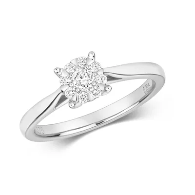 Produktbild von Funkelndes Feuer 9 Karat (375) Weißgold Damen - Diamant Solitärring Brillant-Schliff 0.25 Karat G - I1 I2, 57 (18.1); TRS317229KWRSP