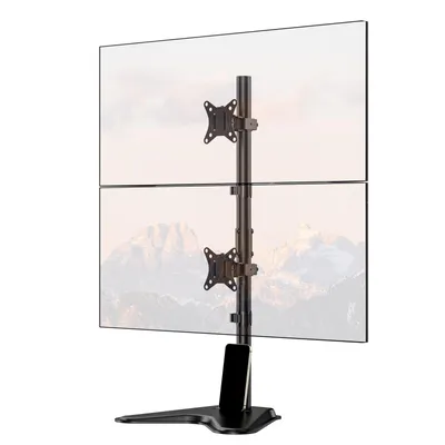 Produktbild von Vertikaler Monitorständer für 2 Monitore 17–34 Zoll, freistehend, VESA 75x75/100x100, höhenverstellbar, Schwarz