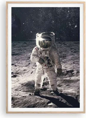 Produktbild von Gerahmtes Poster - Rahmen in heller Eiche - Mond Erde Astronaut - 70x100 cm - Wand Bild - Wanddeko - Wandbilder - Kunstposter - Wandposter - Bilderrahmen - Bilder - Kunstdruck - P2NPA70x100-4882