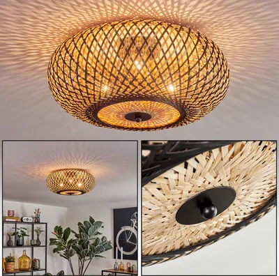 Produktbild von Decollatura moderne Deckenlampe aus Metall/Bambus in Schwarz/Naturfarben