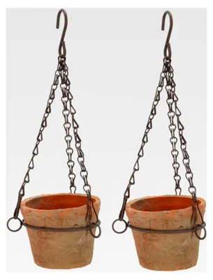 Produktbild von 2er Set Hängetöpfe Ø 10,5 cm Aged Terracotta im Landhausstil