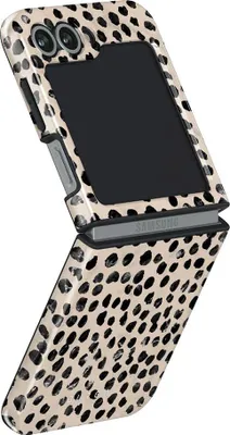 Produktbild von Handyhülle für Galaxy Z Flip7 FE / Z Flip6, Burga Almond Latte Tough, Beige mit schwarzen Punkten