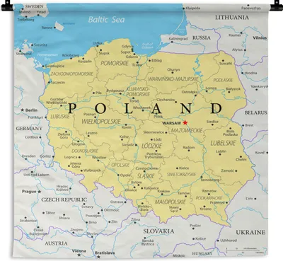 Produktbild von MuchoWow® Wandteppich Wandbehang Karte von Polen 150x150 cm Tapisserie Dekoration Wandtuch - Wohnaccessoires - Modernes