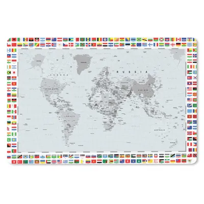 Produktbild von MuchoWow® Schreibtischunterlage Weltkarte - Flagge - Schwarz - Weiß 60x40 cm - XXL Mauspad - Großes Mauspad