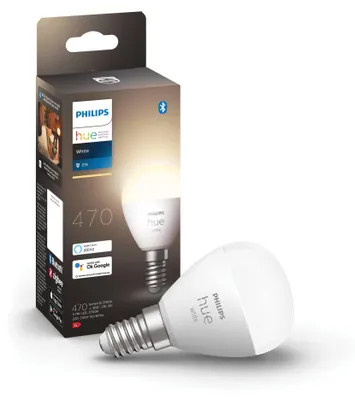 Produktbild von Philips Hue White E14 - Smarte Lampe Tropfenform - 470, Intelligentes Leuchtmittel, Bluetooth/Zigbee, Weiß, LED, E14, P45