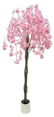 Image de Arbre de cerisier en fleurs artificiel - Arbre de décoration de 180 cm - Plante artificielle Sakura - Fleurs en soie PE - Bonsaï d'intérieur - Plante d'intérieur pour la maison, le bureau, les mariages, les fêtes