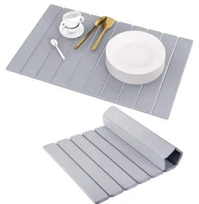 Productafbeelding van Diatomeeënaarde mat - Snel opvouwbare, antislipmat - Geschikt voor keuken, badkamer, douche - Droogloopmat