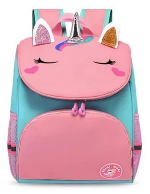 Productafbeelding van Rugzak voor meisjes, kinderrugzak met eenhoornprint, roze, 34x24x10 cm