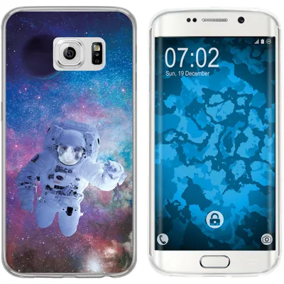 Produktbild von PhoneNatic Case kompatibel mit Samsung Galaxy S6 Edge Silikon-Hülle Space Catronaut M5