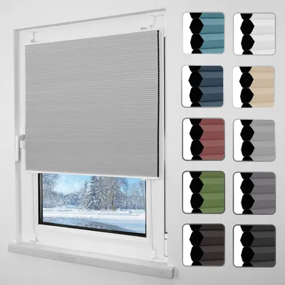 Produktbild von Wabenplissee Plissee ohne Bohren Verdunklung 90x130cm Hellgrau, Thermo Plisseerollo Klemmfix Verdunklungsplissee für Fenster & Tür