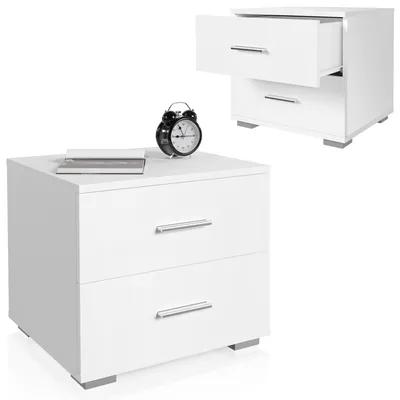 Produktbild von MIADOMODO® Nachttisch - 2er Set, 40x40x35cm, MDF, 2 Schubladen, Farbwahl - Boxspringbett Nachtschrank, Nachtkonsole, Nachtkommode (Weiß)