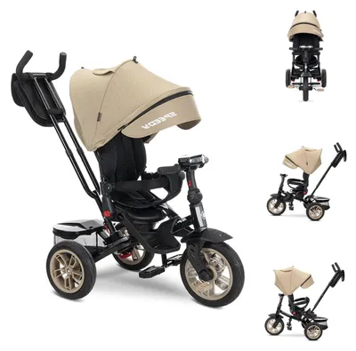 Obrázek produktu pro Tříkolka Lorelli Speedy, pneumatiky, otočné sedátko, hudba, světla, rukojeť, béžovo-bílá