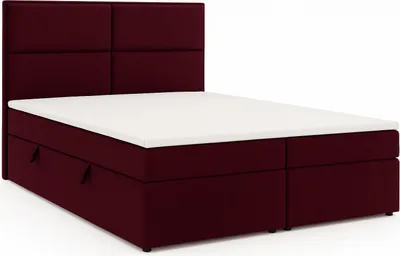 Produktbild von KSHOMECONCEPT Boxspringbett 180 x 200 cm, Bett mit Bettkasten und Pocketmatratze und Topper, AURORA, Bordeaux