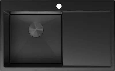 Produktbild von Mexen Exar Edelstahlspüle 1-Becken mit Abtropffläche links 780 x 480 mm, schwarz - 6433781010L-70
