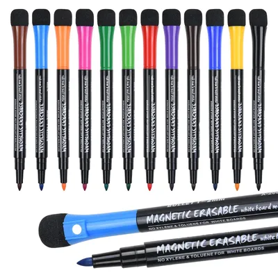 Produktbild von Magnetische Whiteboardmarkierer - 12 Farben, trocken abwischbar - Ideal für Kinder & Büro