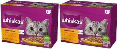 Produktbild von Whiskas Katzenfutter nass Geflügel Auswahl in Gelee 24 Portionsbeutel à 85g (2 x 12 Portionsbeutel à 85)