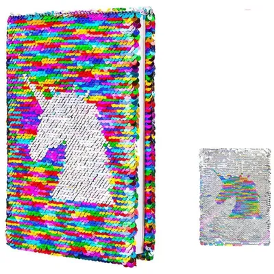 Produktbild von Magisch Wendepailletten Notizbuch A5 Einhorn Kariert Pailletten Heft 160 Seite
