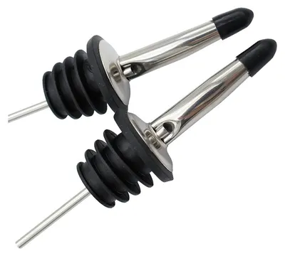 Image de Lot de 2 becs verseurs en acier inoxydable pour bouteilles d'alcool | Becs verseurs à bouchon pour le vin | Doseurs avec bouchon | Verseurs pour spiritueux avec bouchon | Bouchons pour bouteilles d'huile | Becs verseurs pour alcool | Becs verseurs pour huile