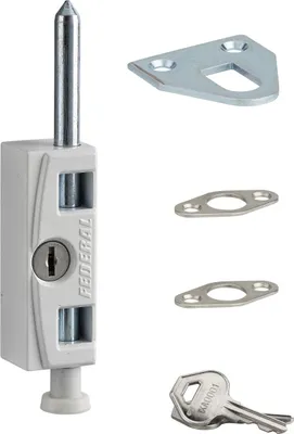 Image de Verrou à clé pour fenêtre et porte coulissante, blanc, 2 clés - THIRARD