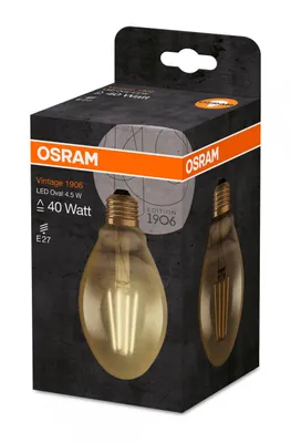 Produktbild von Osram LED Vintage 1906 Filament Lampe E27 Leuchtmittel 4,5W=40W Gold Warmweiß