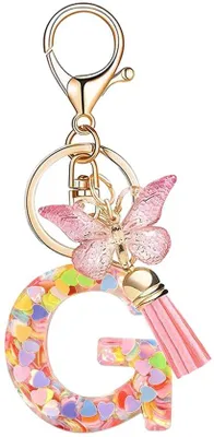 Produktbild von Rosa Schmetterlings Schlüsselanhänger mit Quasten für Damen